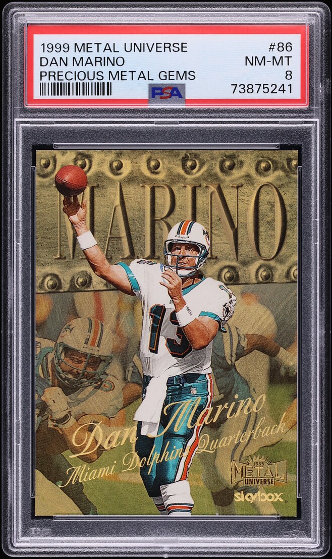 1999 Metal Universe Precious Metal Gems PMG Dan Marino /50 #86 PSA 8 NM-MT