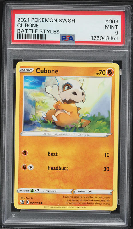 2021 Pokemon Sword & Shield Battle Styles Cubone #69 PSA 9 MINT on