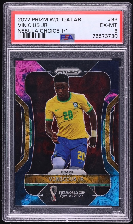 2022 Panini Prizm World Cup Qatar Nebula Choice Vinicius Jr. 1/1 #36 PSA 6 EXMT