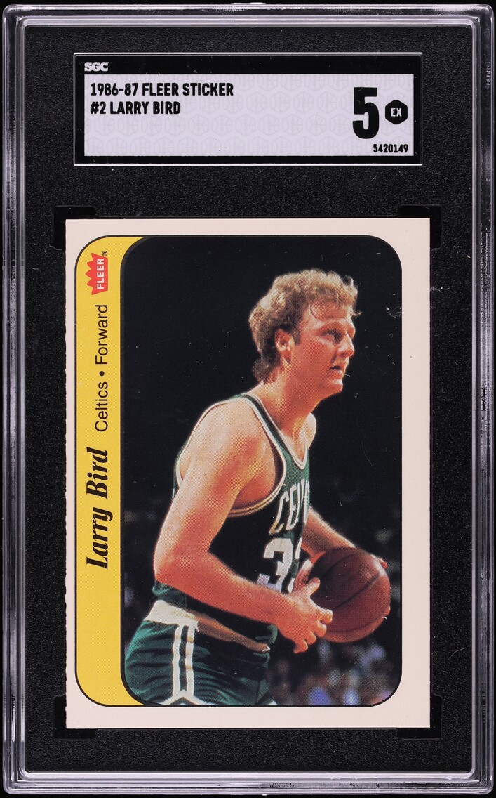 1986 Fleer Sticker Larry Bird #2 SGC 5 EX