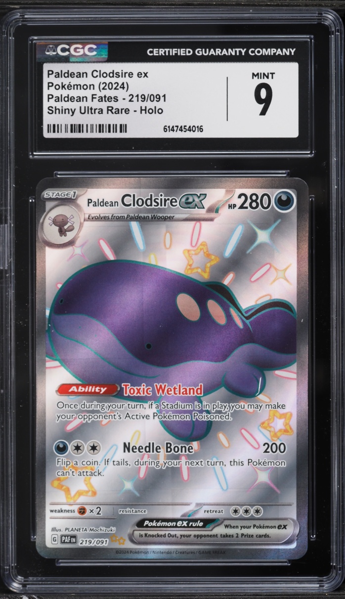 2024 Pokemon Scarlet & Violet Paldean Fates Full Art Paldean Clodsire ex #219 CGC 9 MINT