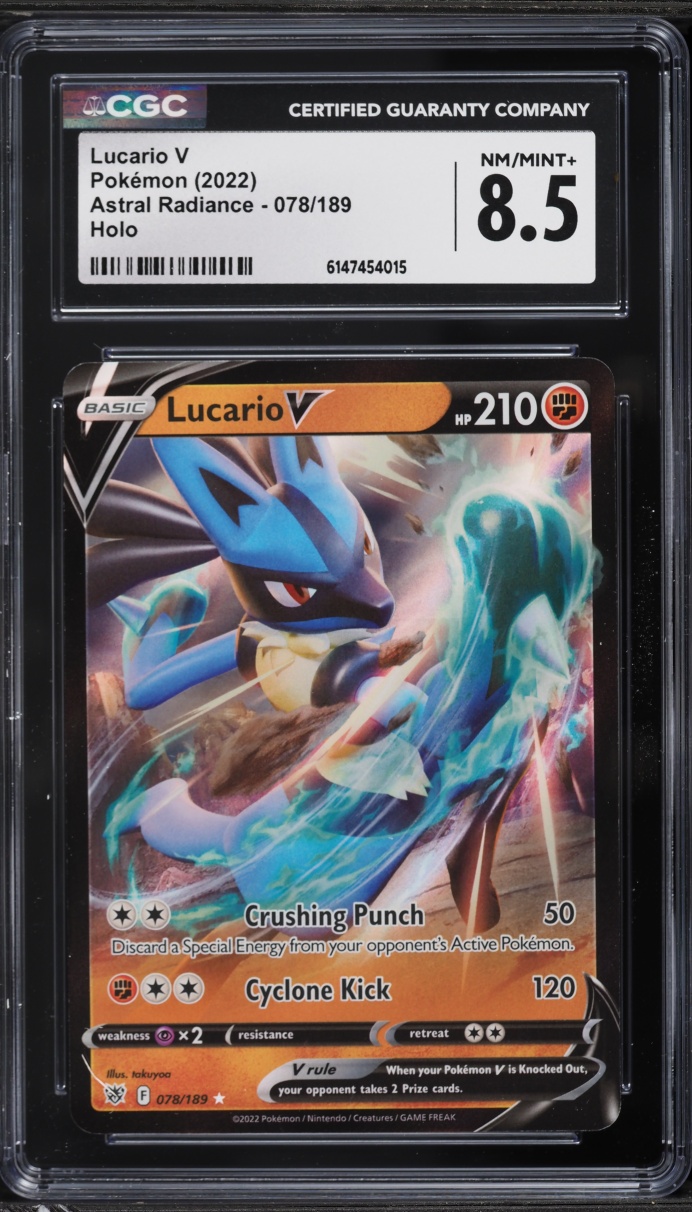 2022 Pokemon Sword & Shield Astral Radiance Holo Lucario V #78 CGC 8.5 NM-MT+