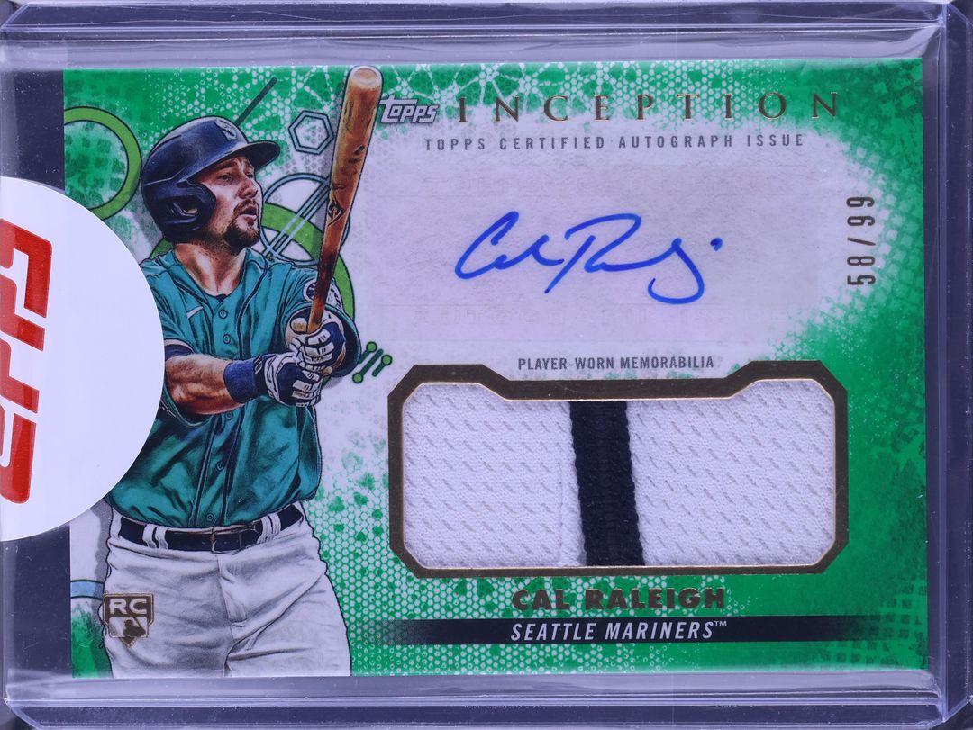 2022 Topps Inception Green Cal Raleigh ROOKIE PATCH AUTO /99 #IAP-CR ...