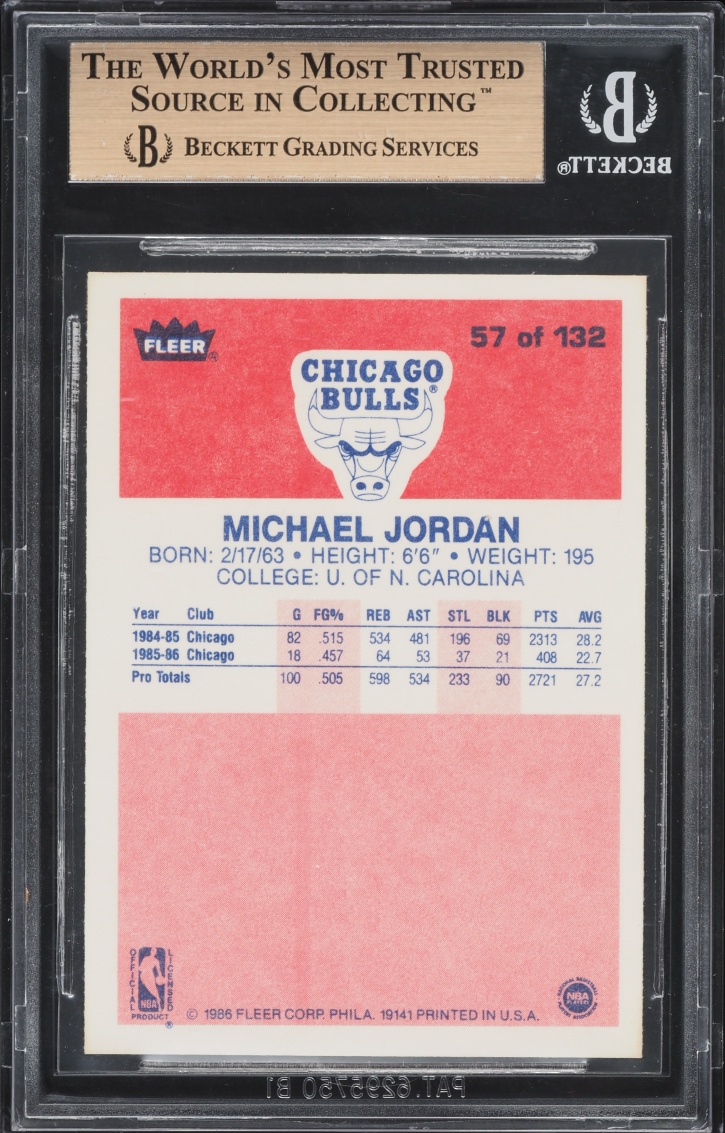 1986 Fleer Basketball Michael Jordan ROOKIE #57 BGS 9.5 GEM MINT