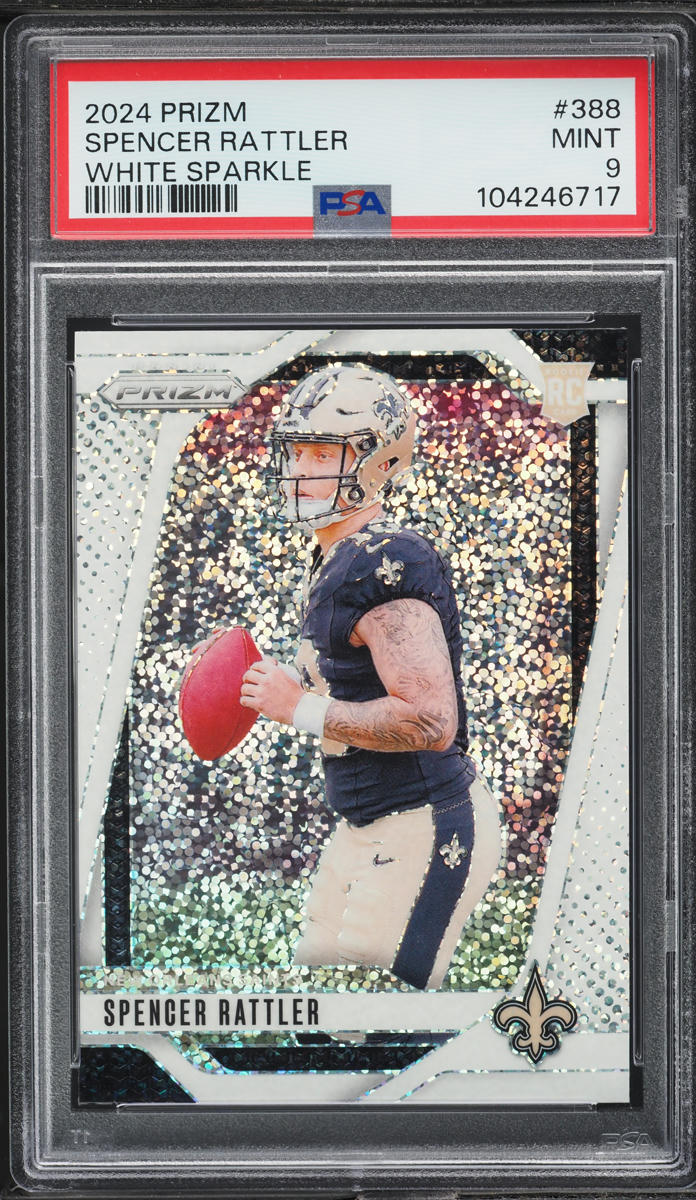 2024 Panini Prizm White Sparkle Spencer Rattler ROOKIE #388 PSA 9 MINT ...