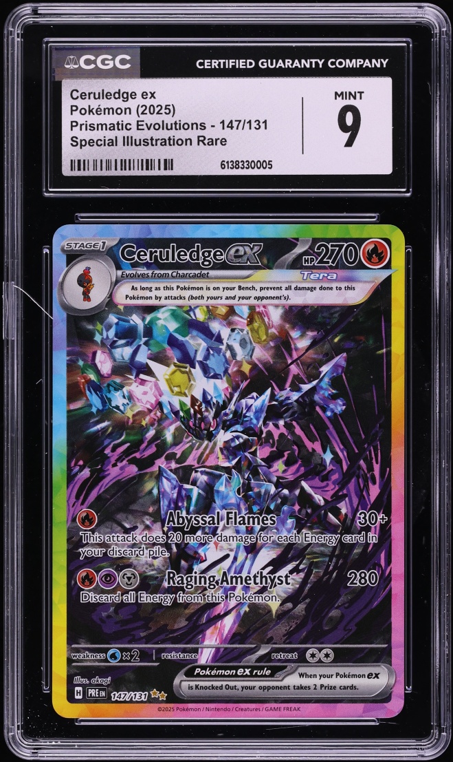 2025 Pokemon Scarlet & Violet Prismatic Evolutions SIR Ceruledge EX #147 CGC 9 MINT