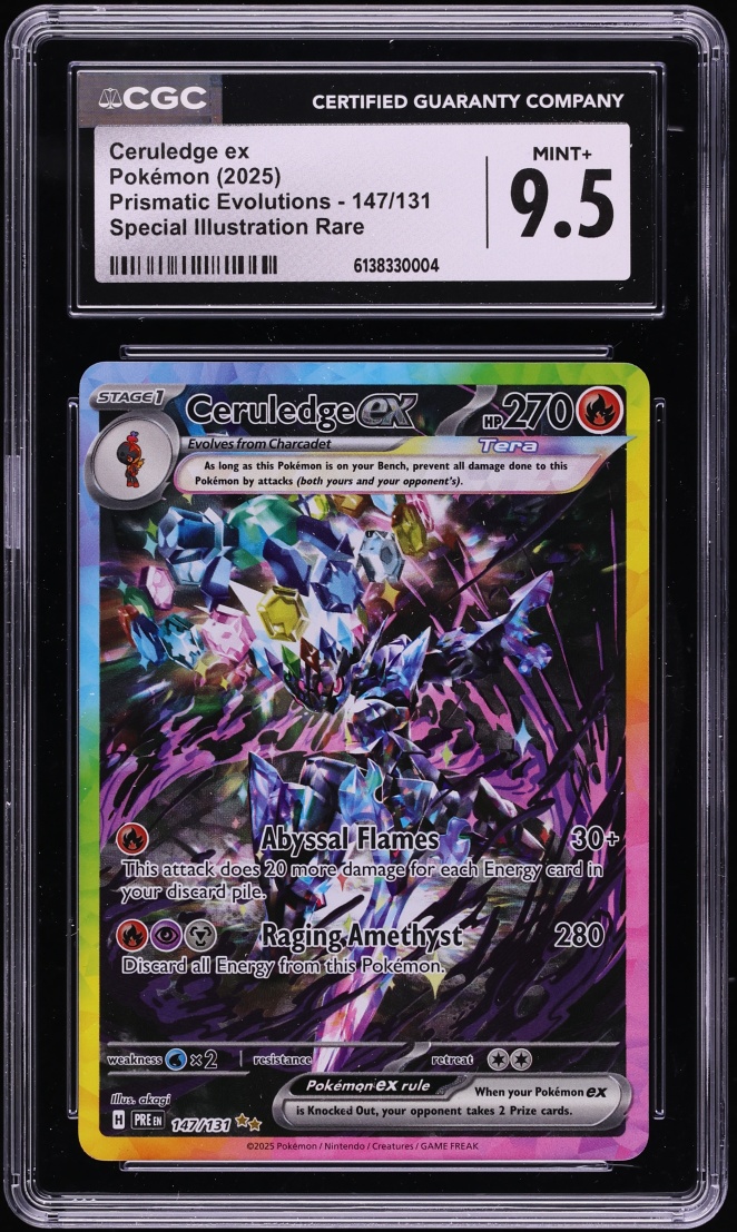 2025 Pokemon Scarlet & Violet Prismatic Evolutions SIR Ceruledge EX #147 CGC 9.5 MINT+