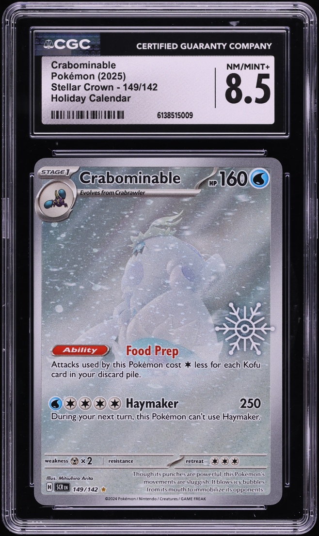 2025 Pokemon SV Stellar Crown Holiday Calendar IR Crabominable #149 CGC 8.5 NM-MT+