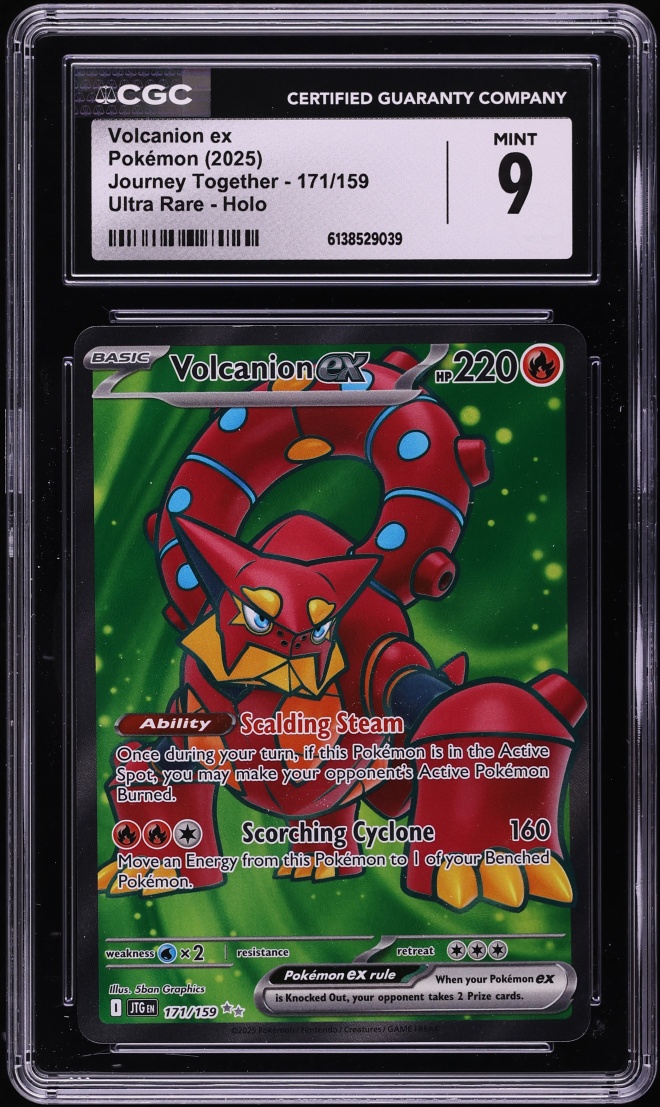 2025 Pokemon Scarlet & Violet Journey Together Full Art Volcanion Ex #171 CGC 9 MINT