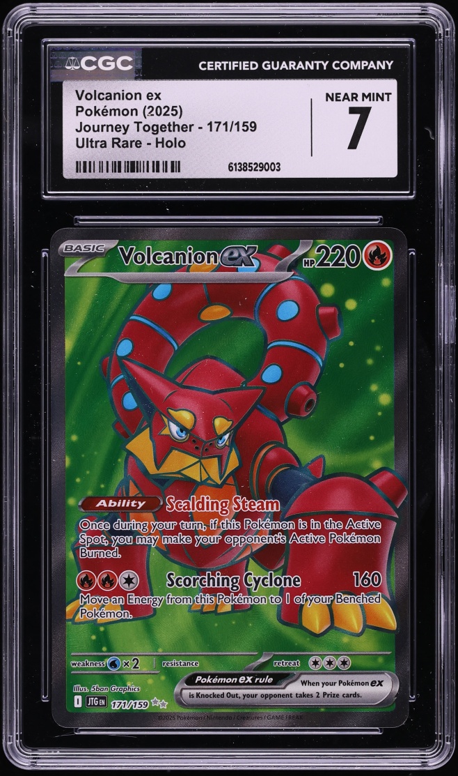 2025 Pokemon Scarlet & Violet Journey Together Full Art Volcanion Ex #171 CGC 7 NRMT