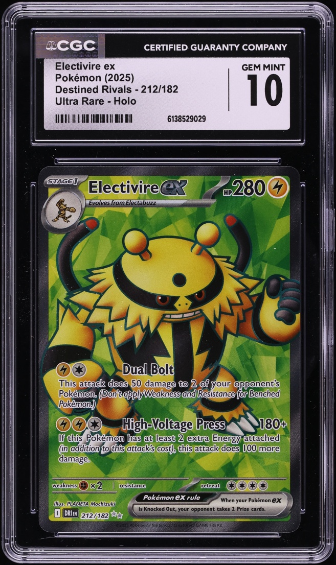 2025 Pokemon Scarlet & Violet Destined Rivals Full Art Electivire Ex #212 CGC 10 GEM MINT