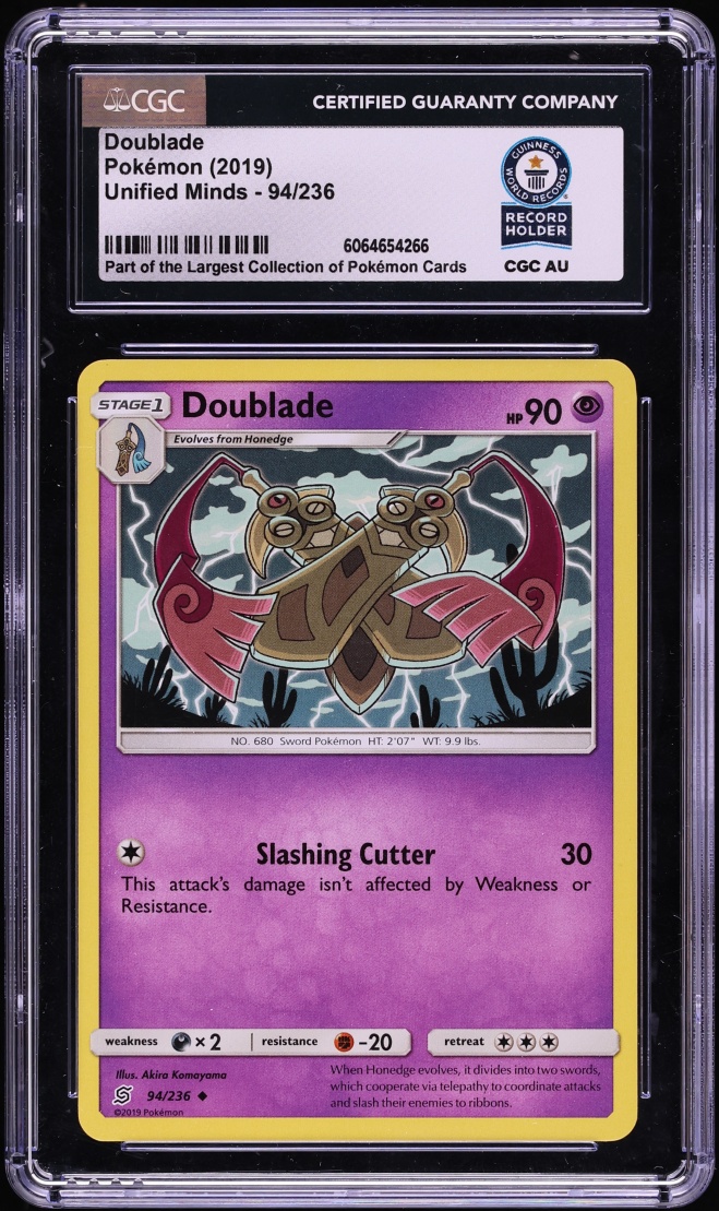 2019 Pokemon Sun & Moon Unified Minds Doublade #94 CGC AUTH