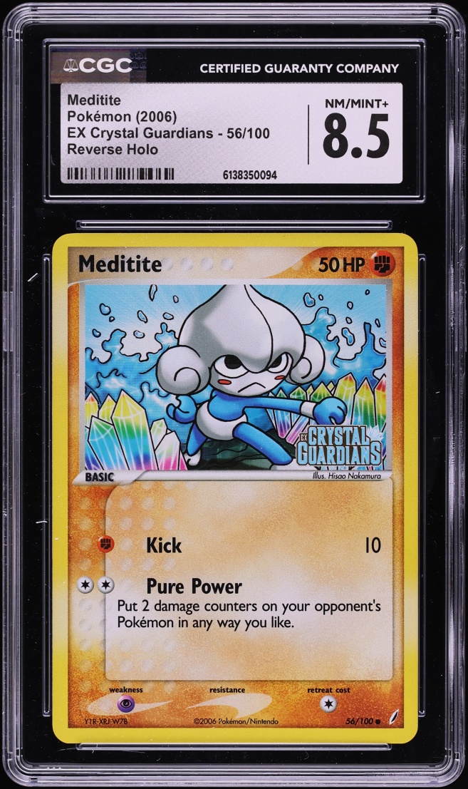 2006 Pokemon EX Crystal Guardians Reverse Holo Meditite #56 CGC 8.5 NM-MT+