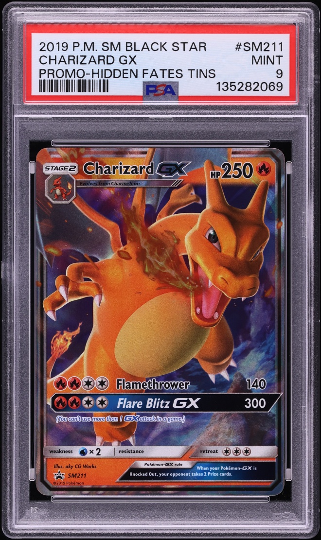 2019 Pokemon Sun & Moon Promo Hidden Fates Tins Charizard GX #SM211 PSA 9 MINT