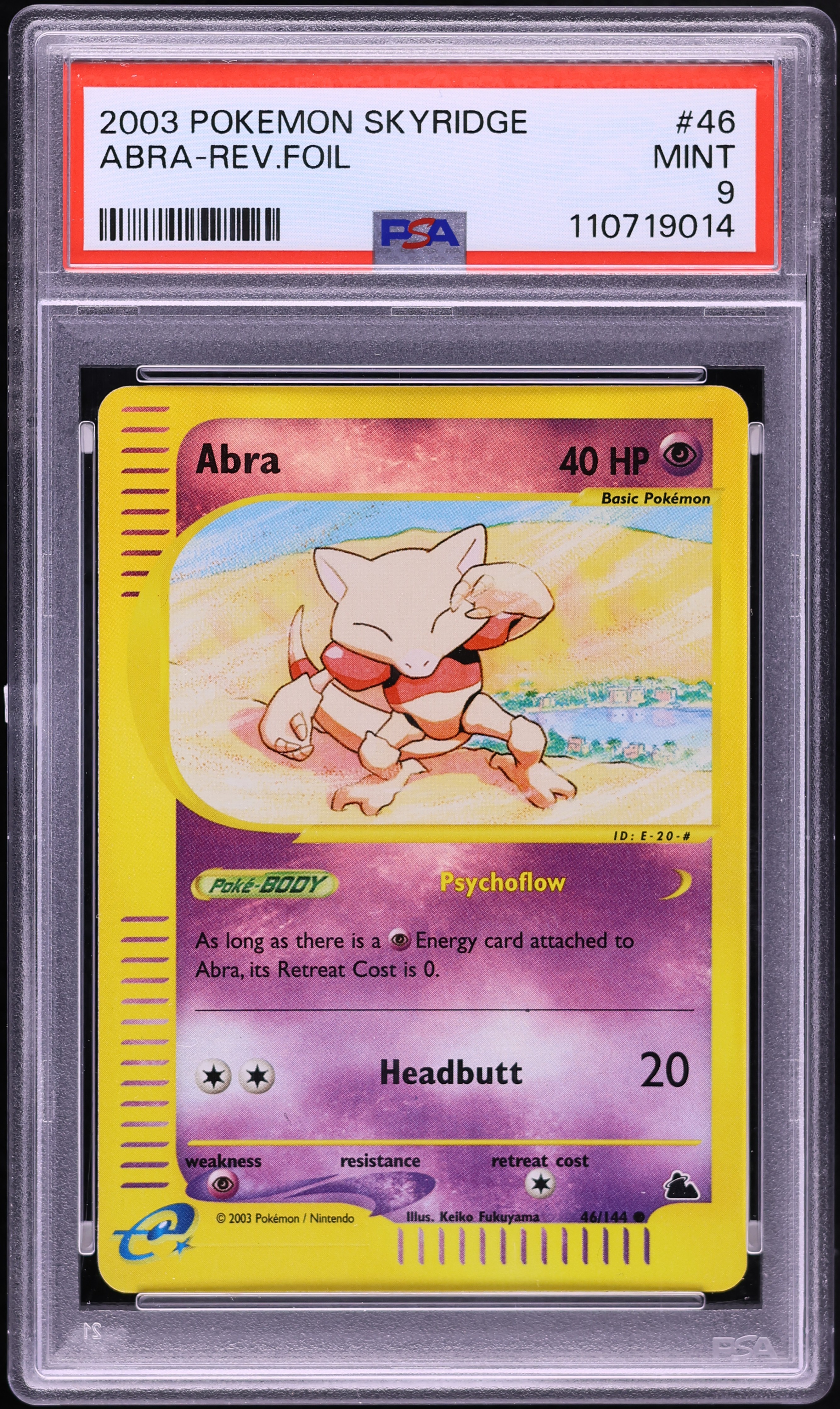 2003 Pokemon Skyridge Reverse Holo Abra #46 PSA 9 MINT
