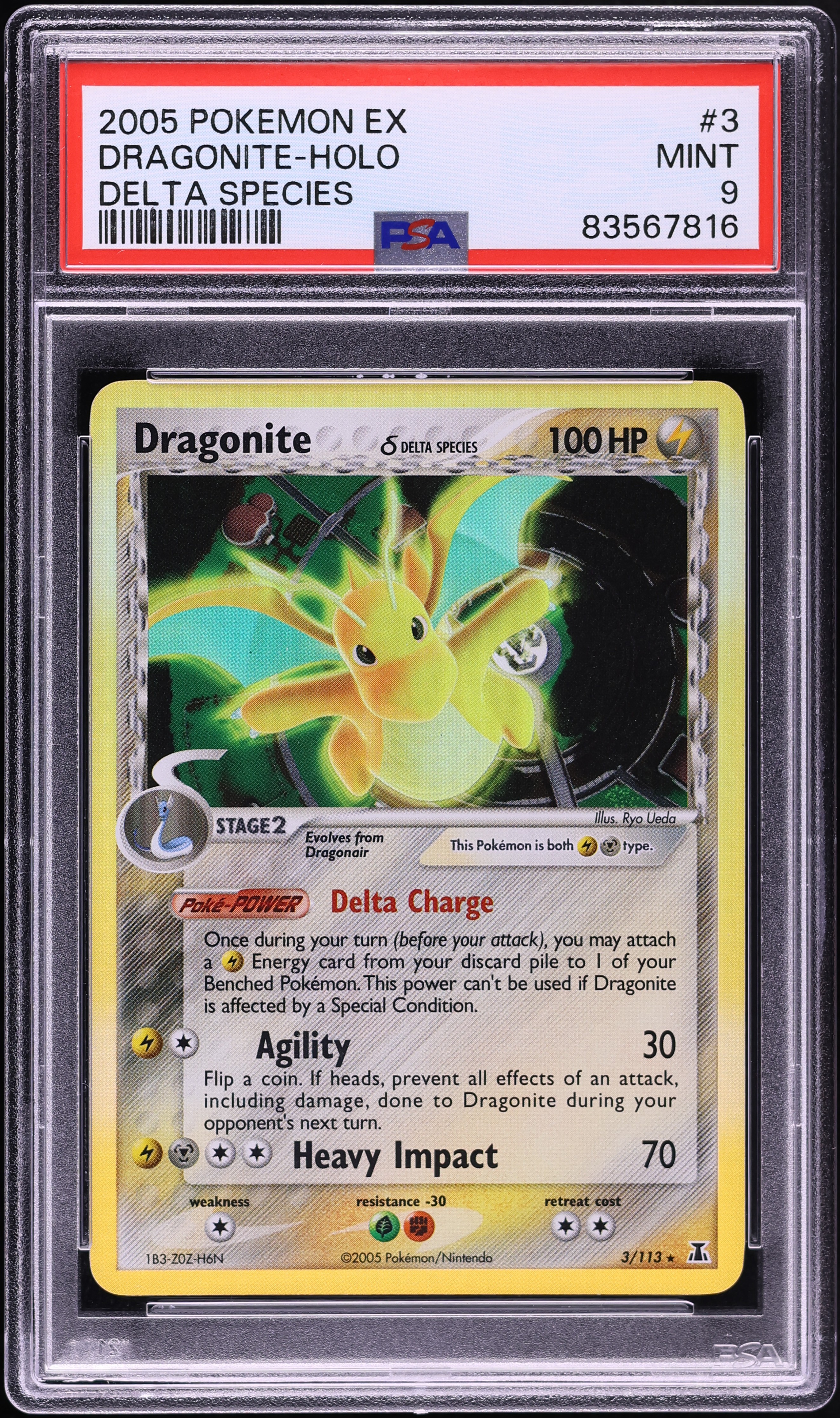 2005 Pokemon EX Delta Species Holo Dragonite #3 PSA 9 MINT