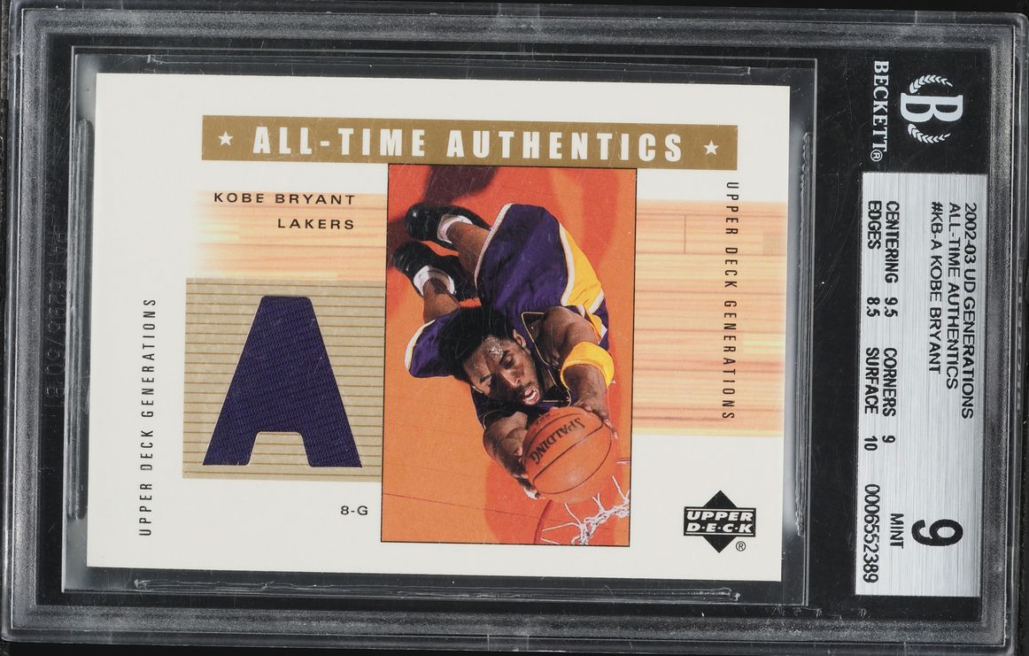 2002 Upper Deck Generations All-Time Authentics Kobe Bryant PATCH #KB-A BGS 9 MINT