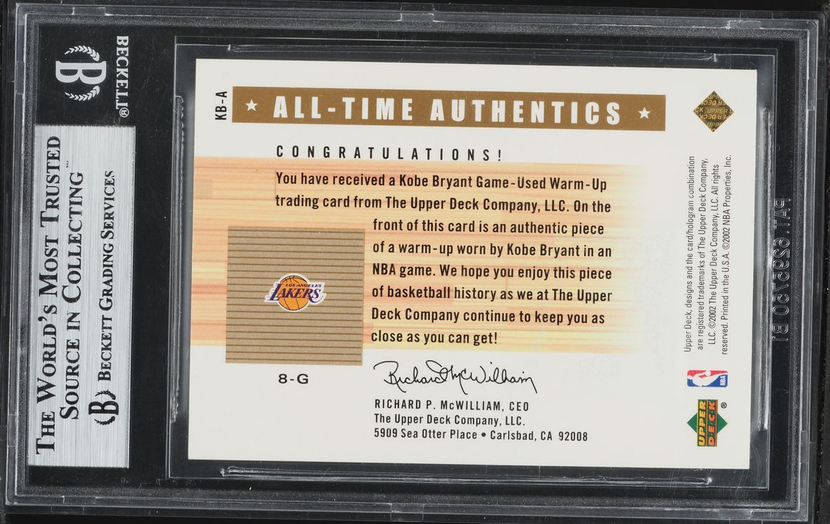 2002 Upper Deck Generations All-Time Authentics Kobe Bryant PATCH #KB-A BGS 9 MINT