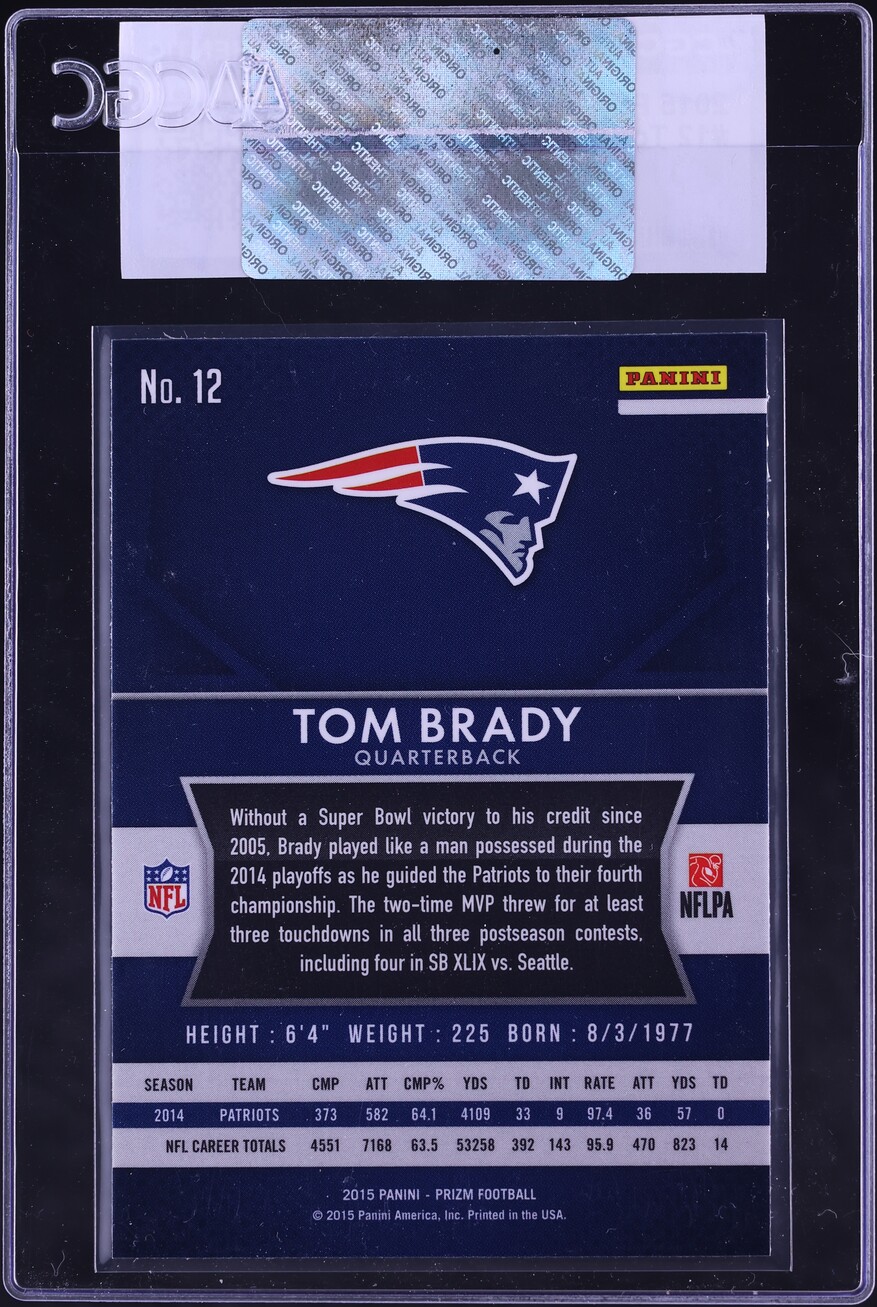 2015 Panini Prizm Tom Brady #12 CGC AUTH