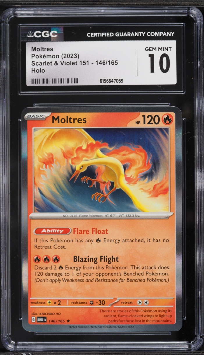 2023 Pokemon Scarlet & Violet 151 Holo Moltres #146 CGC 10 GEM MINT
