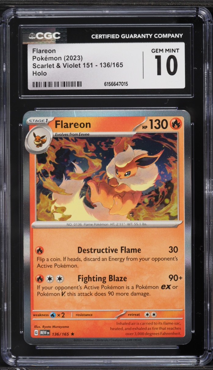 2023 Pokemon Scarlet & Violet 151 Holo Flareon #136 CGC 10 GEM MINT
