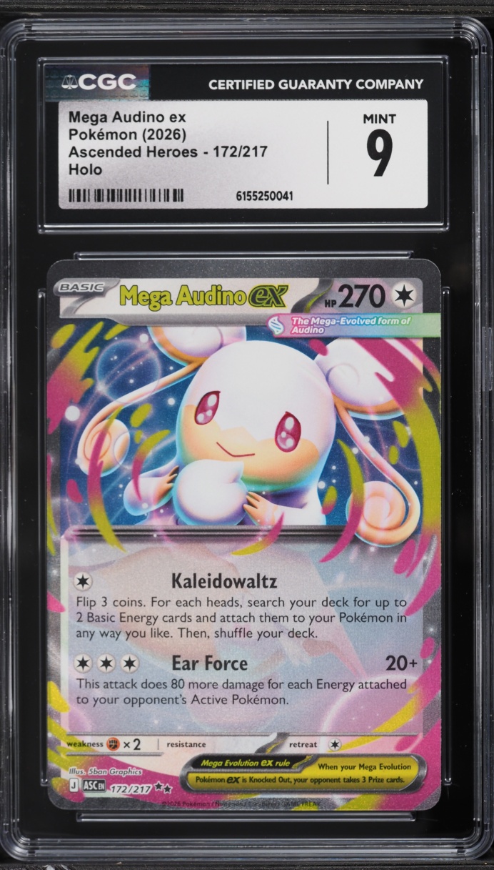 2026 Pokemon Mega Evolution Ascended Heroes Holo Mega Audino EX #172 CGC 9 MINT