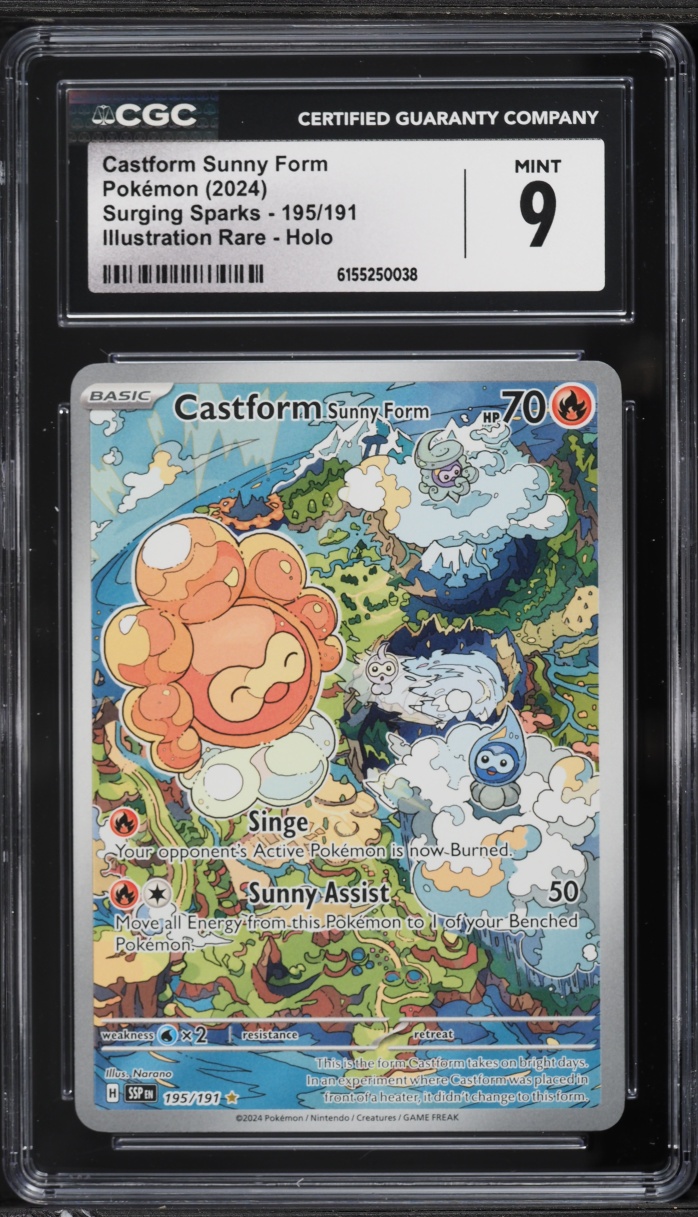 2024 Pokemon Scarlet & Violet Surging Sparks IR Castform Sunny Form #195 CGC 9 MINT
