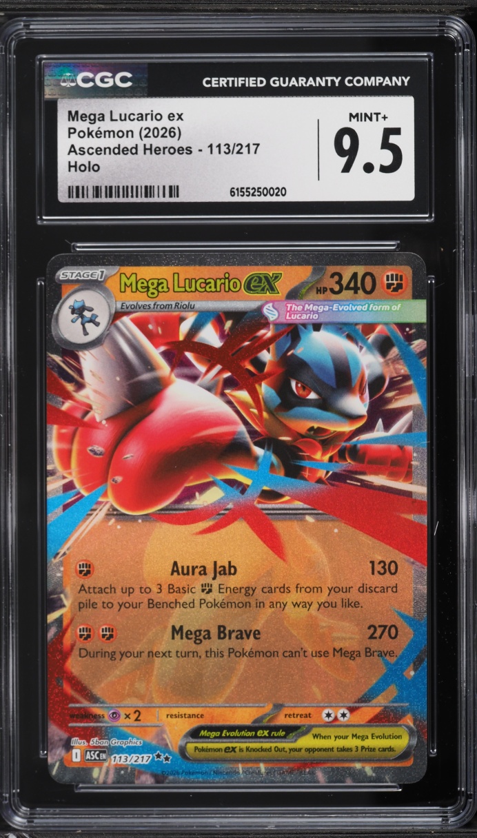 2026 Pokemon Mega Evolution Ascended Heroes Holo Mega Lucario EX #113 CGC 9.5 MINT+