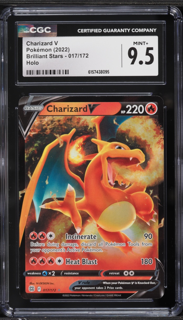 2022 Pokemon Sword & Shield Brilliant Stars Holo Charizard V #17 CGC 9.5 MINT+