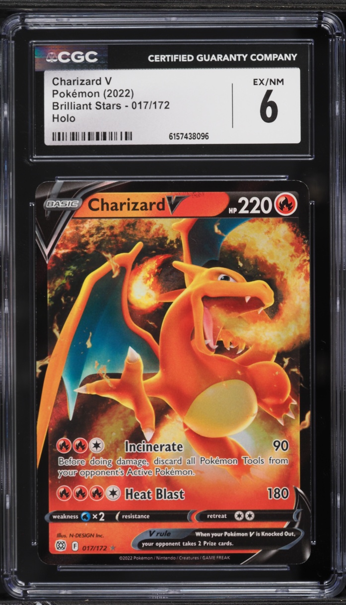 2022 Pokemon Sword & Shield Brilliant Stars Holo Charizard V #17 CGC 6 EXMT