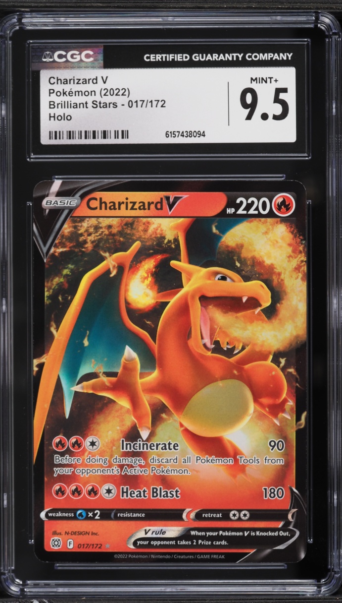 2022 Pokemon Sword & Shield Brilliant Stars Holo Charizard V #17 CGC 9.5 MINT+