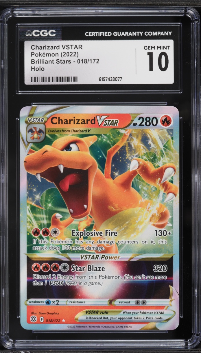 2022 Pokemon Sword & Shield Brilliant Stars Holo Charizard Vstar #18 CGC 10 GEM MINT