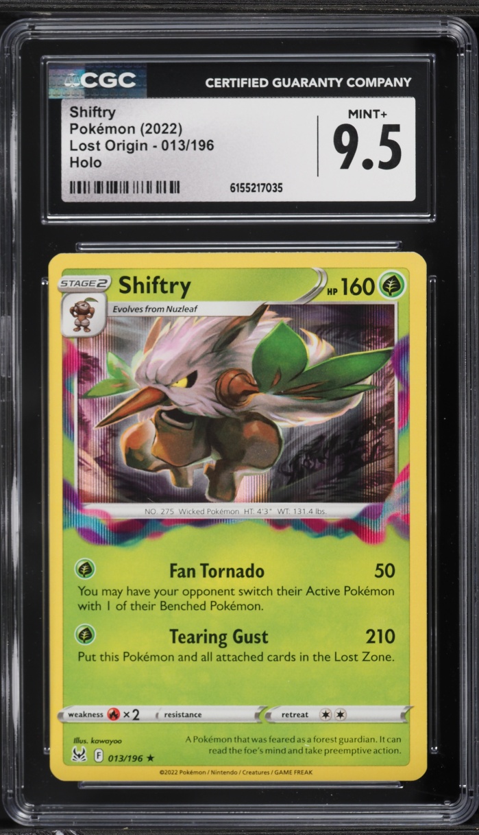 2022 Pokemon Sword & Shield Lost Origin Holo Shiftry #013 CGC 9.5 MINT+