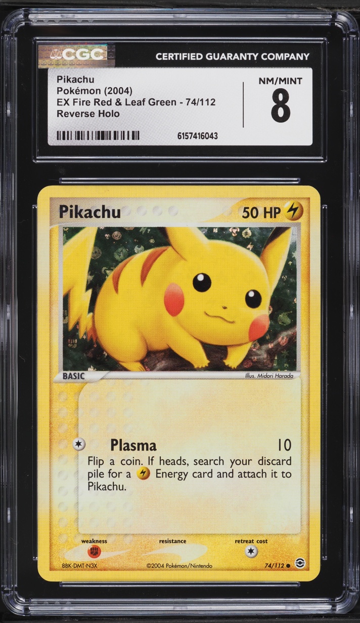 2004 Pokemon EX Fire Red & Leaf Green Reverse Holo Pikachu #74 CGC 8 NM-MT