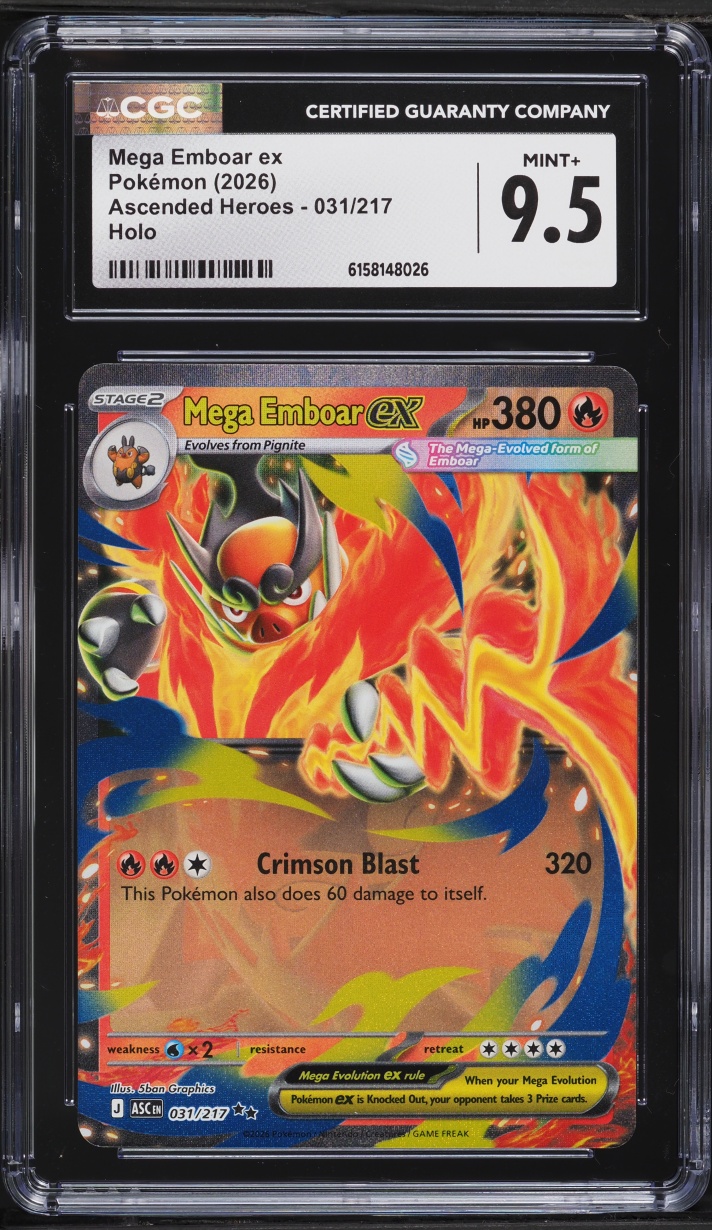 2026 Pokemon Mega Evolution Ascended Heroes Holo Mega Emboar EX #31 CGC 9.5 MINT+