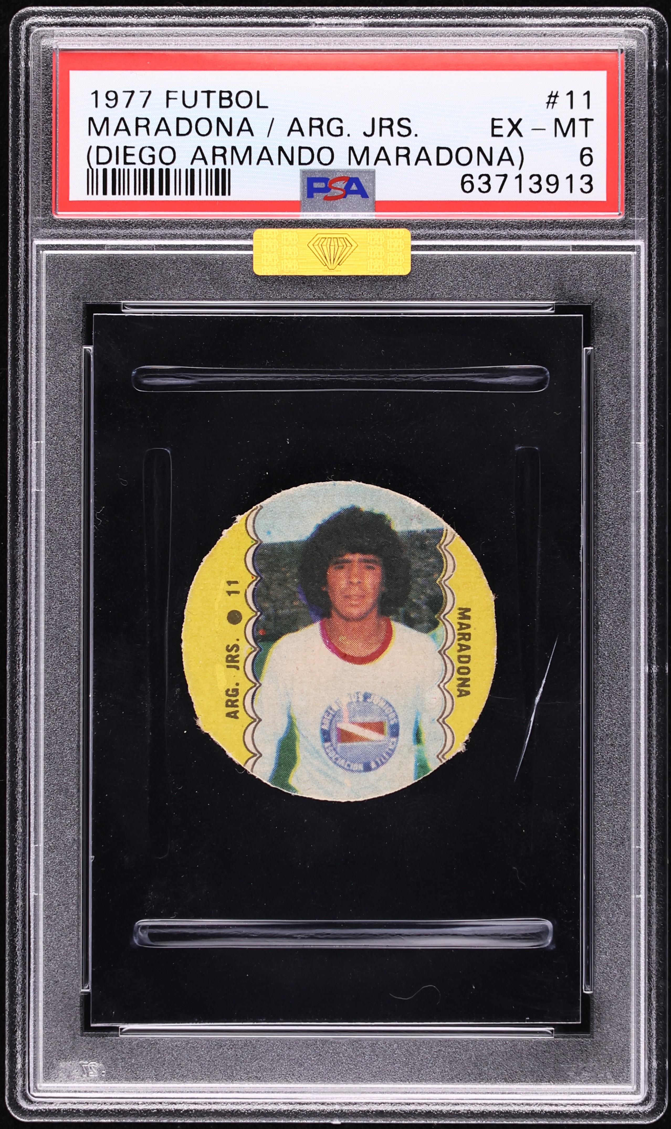 1977 Futbol Discs Diego Maradona ROOKIE #11 MBA PSA 6 EXMT