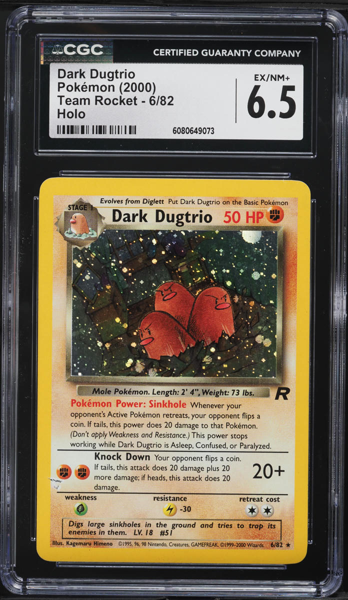 2000 Pokemon Team Rocket Holo Dark Dugtrio #6 CGC 6.5 EXMT+