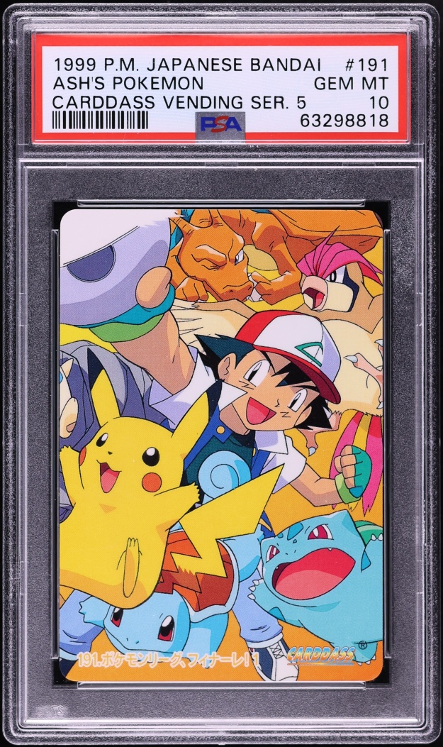 1999 Pokemon Japanese Bandai Carddass Vending Series 5 Ash's Pokemon #191 PSA 10 GEM MINT