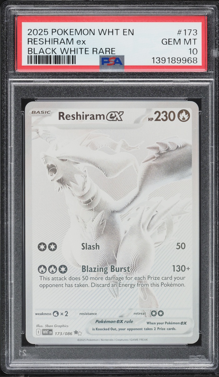 2025 Pokemon Scarlet & Violet White Flare BWR Reshiram ex #173 PSA 10 GEM MINT