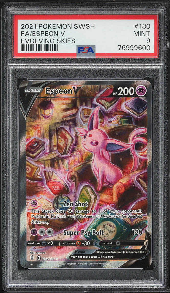 2021 Pokemon Sword & Shield Evolving Skies Alt Art Espeon V #180 PSA 9 MINT