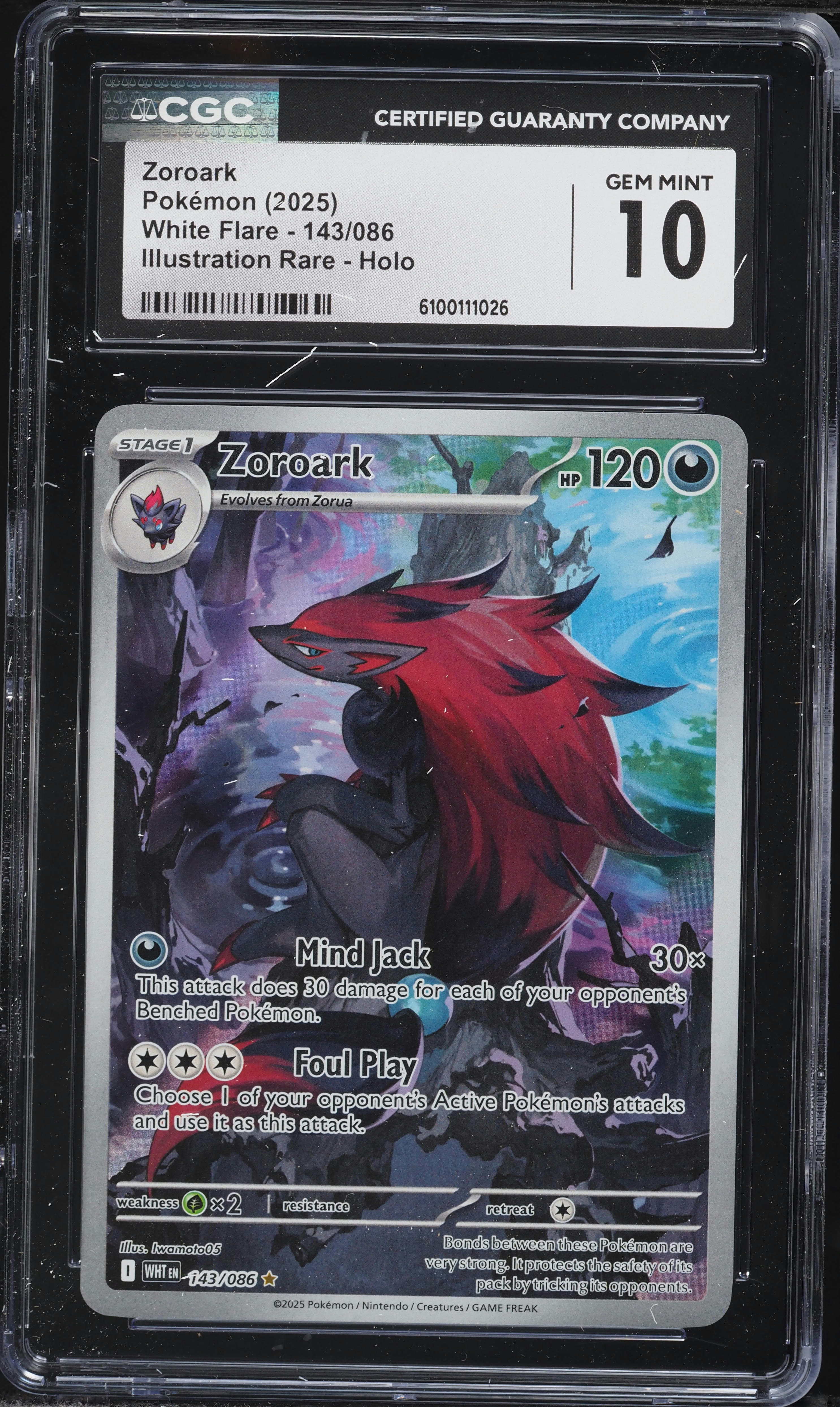 2025 Pokemon Scarlet & Violet White Flare IR Zoroark #143 CGC 10 GEM MINT