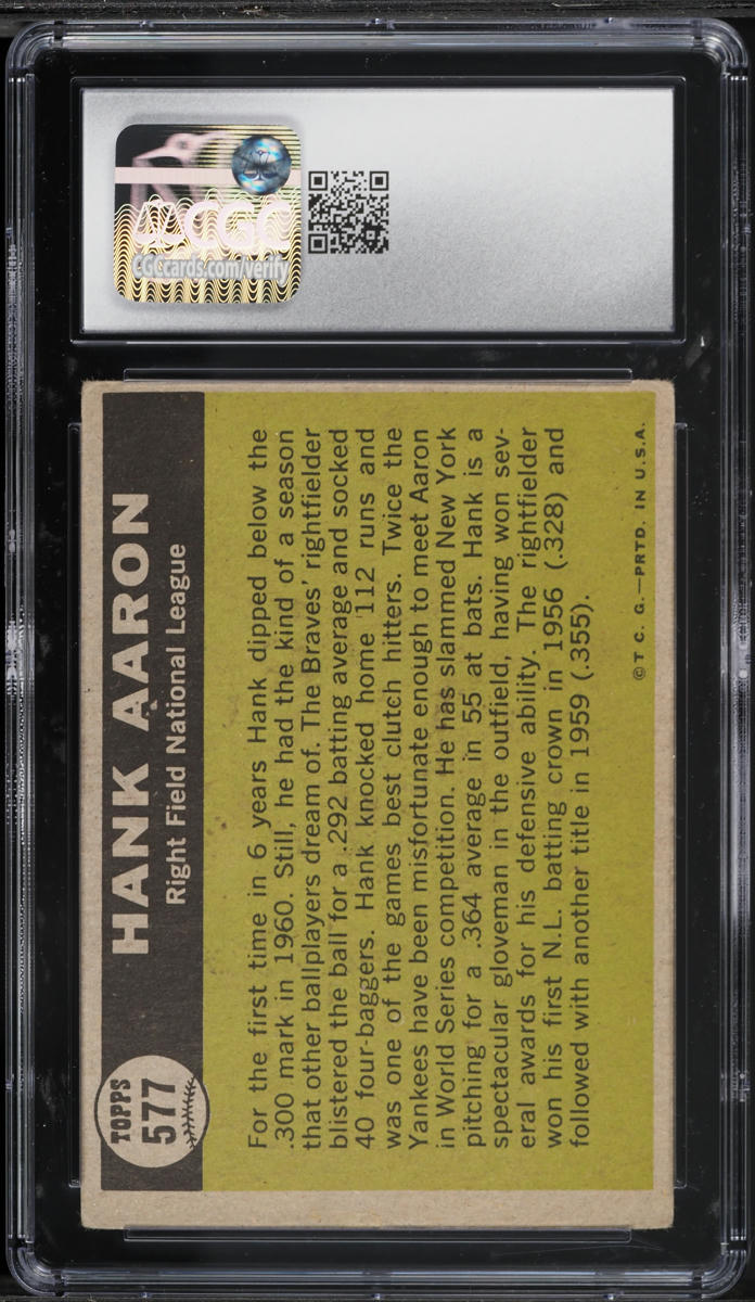 1961 Topps All-Star Hank Aaron #577 CGC 1.5 FR