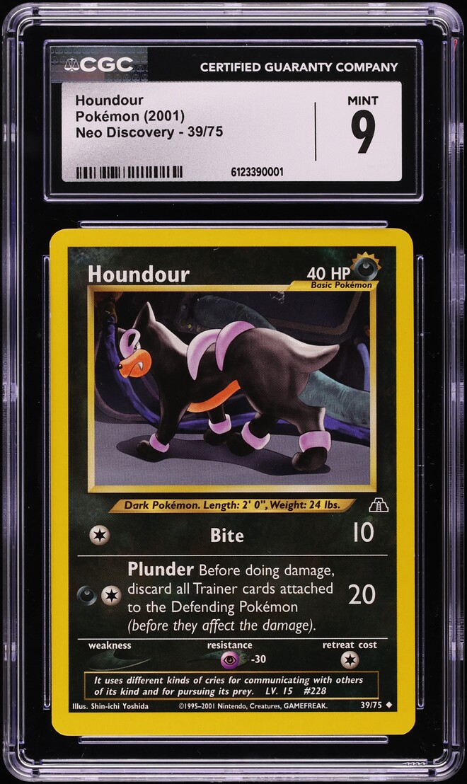 2001 Pokemon Neo Discovery Houndour #39 CGC 9 MINT