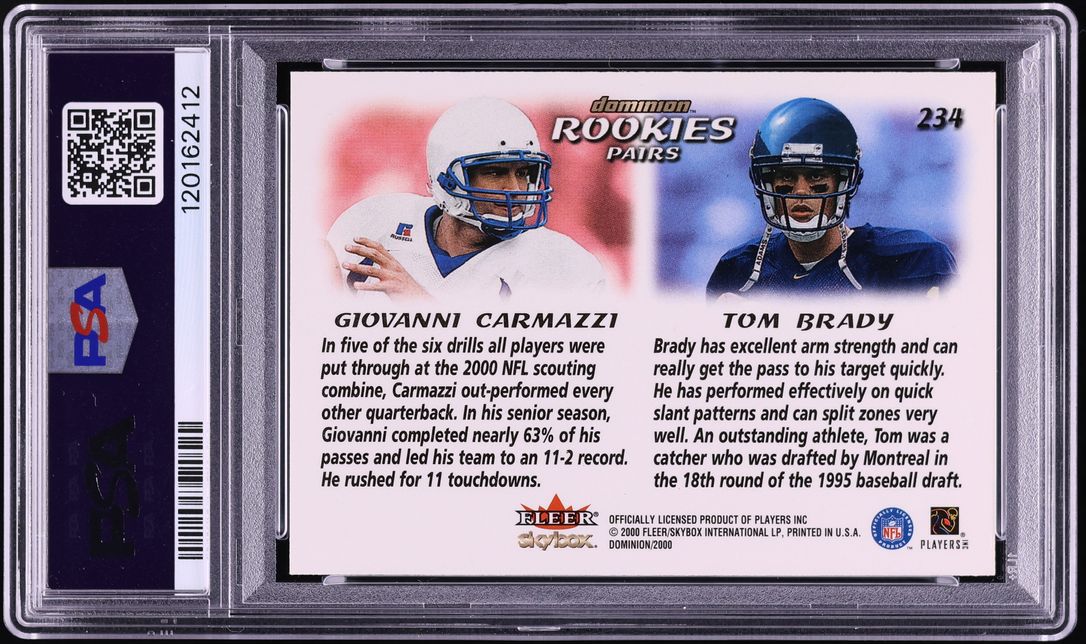 2000 Skybox Dominion Giovanni Carmazzi Tom Brady ROOKIE #234 PSA 4 VGEX
