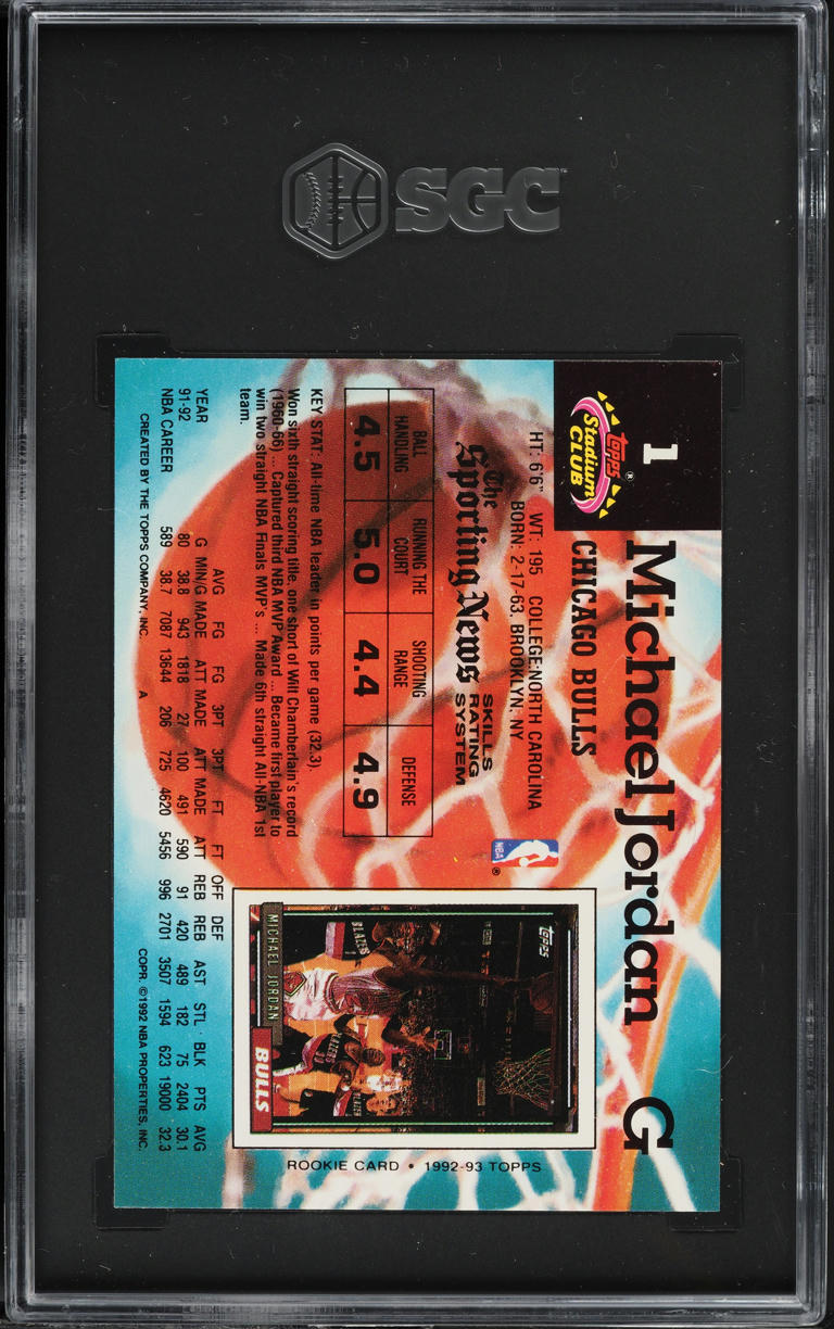 1992 Stadium Club Basketball Michael Jordan #1 SGC 10 GEM MINT