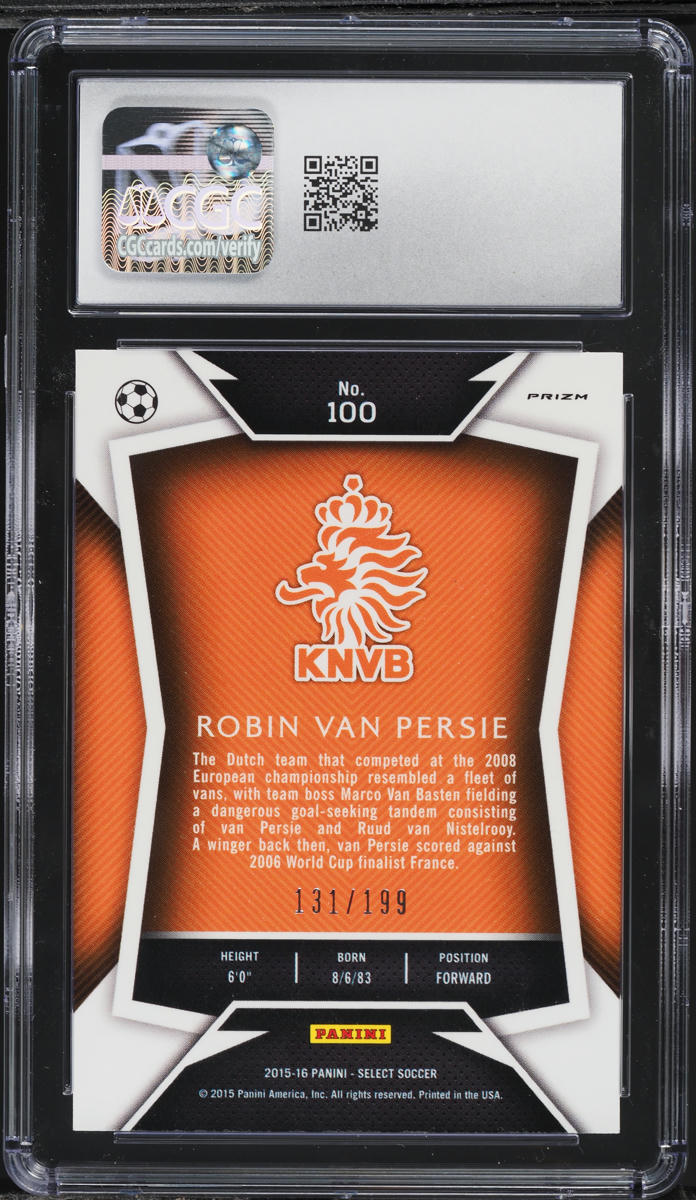 2015 Select Variation Red Prizm Robin Van Persie /199 #100 CGC 10 GEM MINT