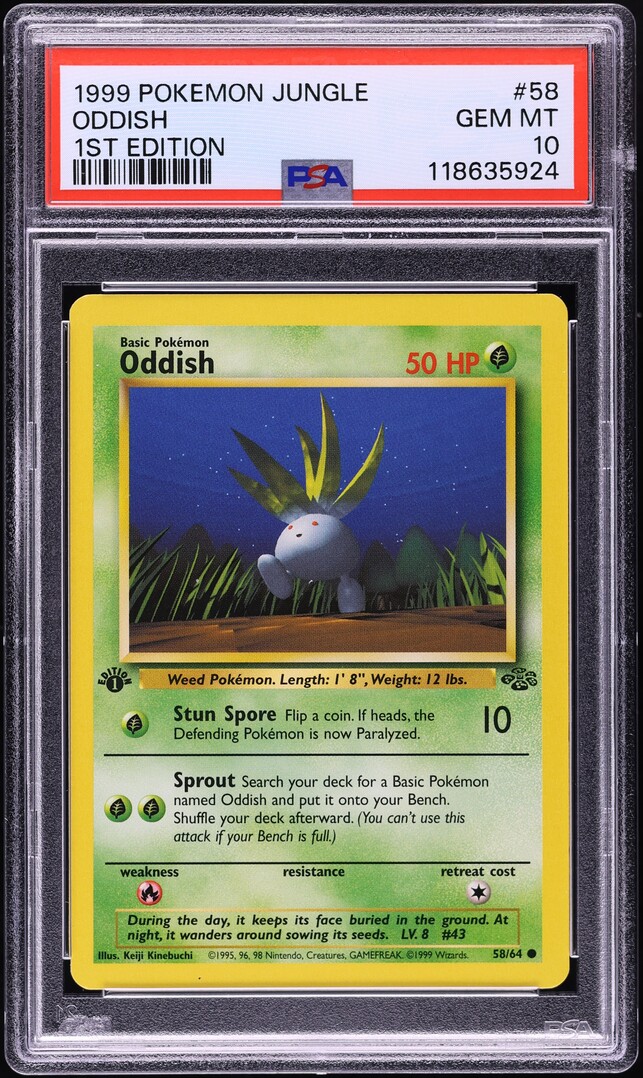 1999 Pokemon Jungle 1st Edition Oddish #58 PSA 10 GEM MINT