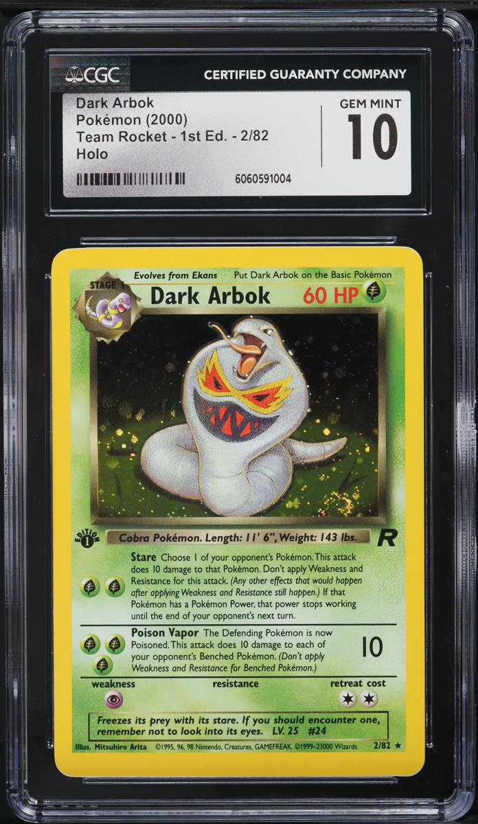 2000 Pokemon Team Rocket 1st Edition Holo Dark Arbok #2 CGC 10 GEM MINT - Main Image
