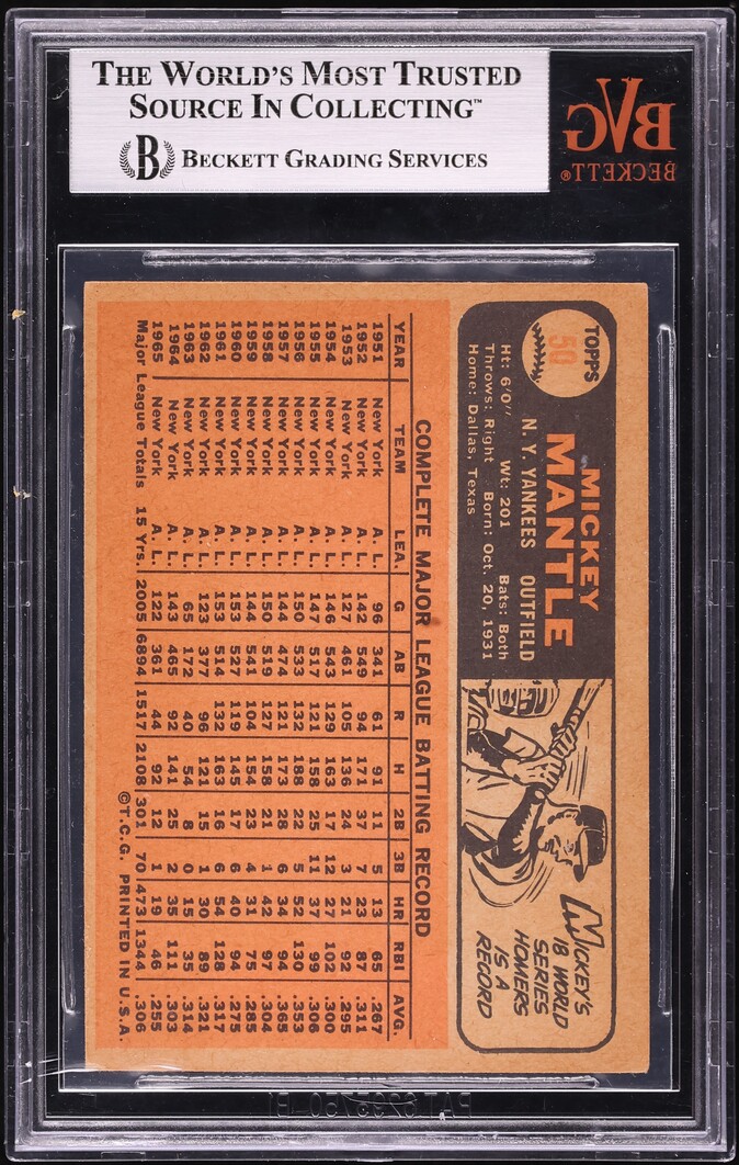 1966 Topps Mickey Mantle #50 BVG 4.5 VGEX+