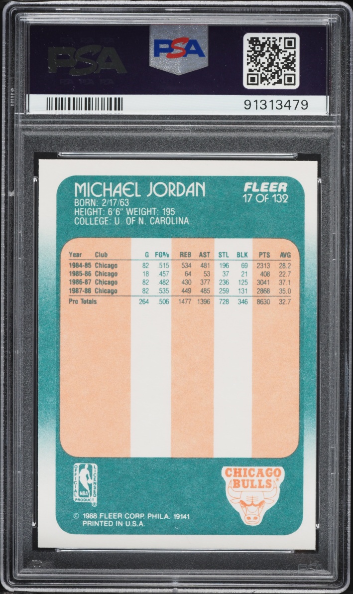 1988 Fleer Basketball Michael Jordan #17 PSA 9 MINT